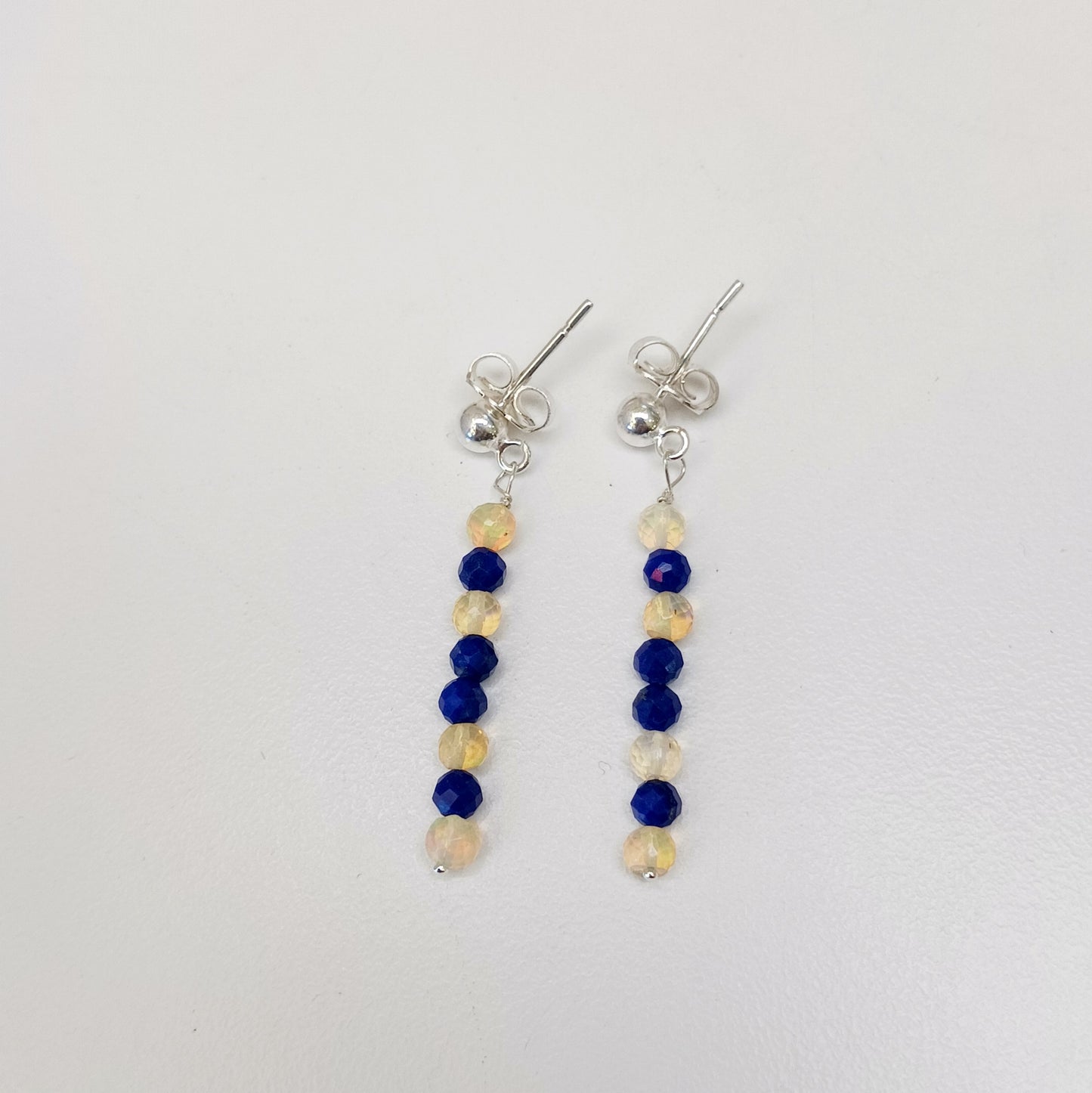 Ethiopian Opal and Lapiz Bead Earrings