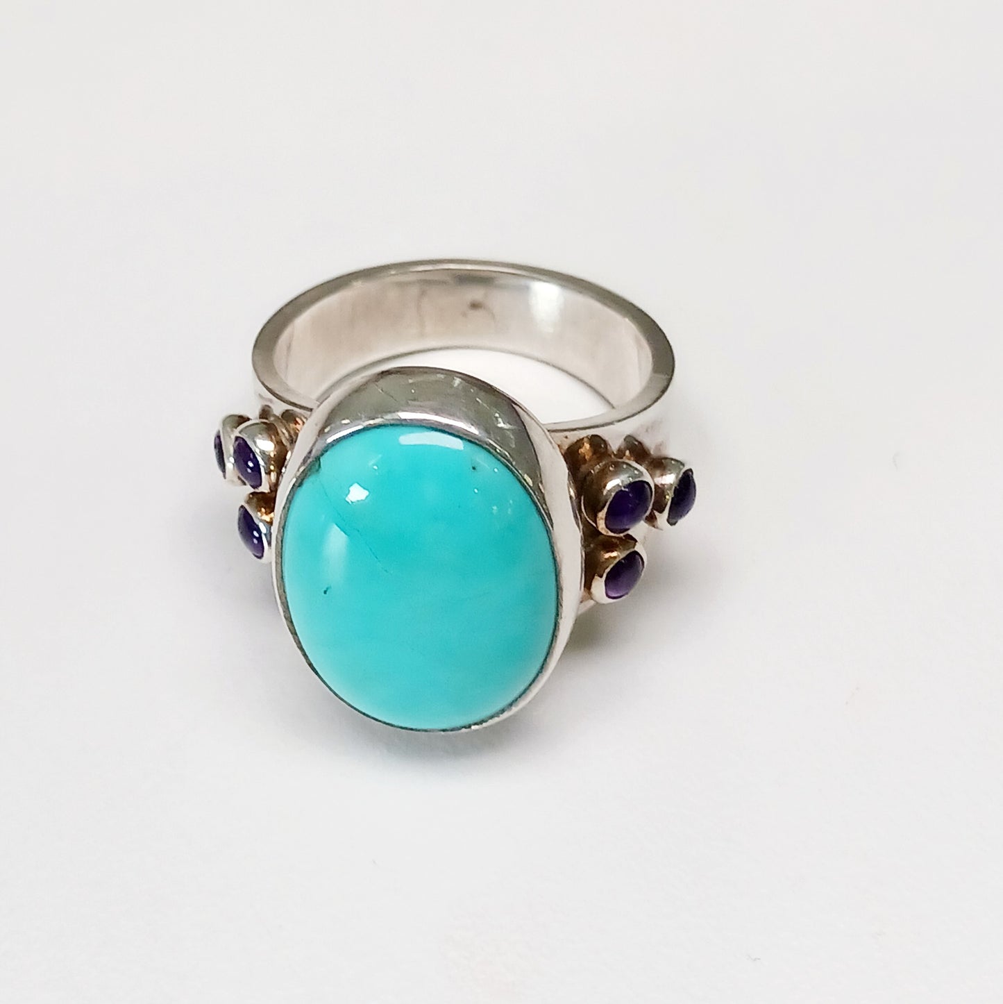 Kingman Turquoise Ring with Amethyst