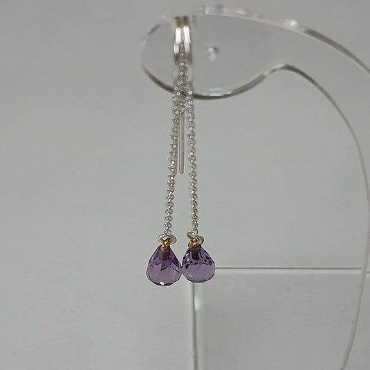 Amethyst Briolets Ear Threaders Sterling Silver