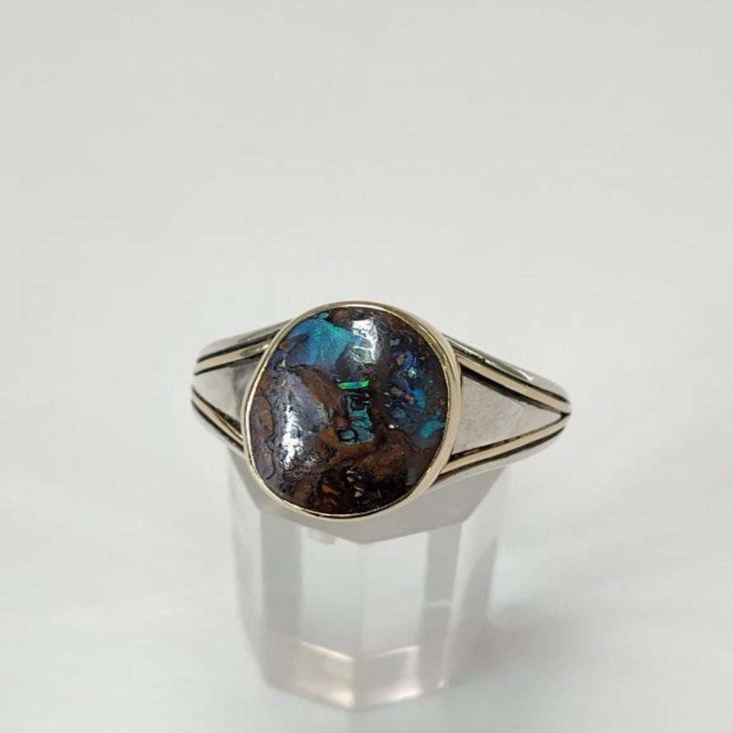 Boulder Opal Men's Ring 14K and Sterling Silver