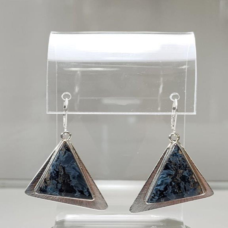 Pietersite Triangular Dangle Earrings Sterling Silver